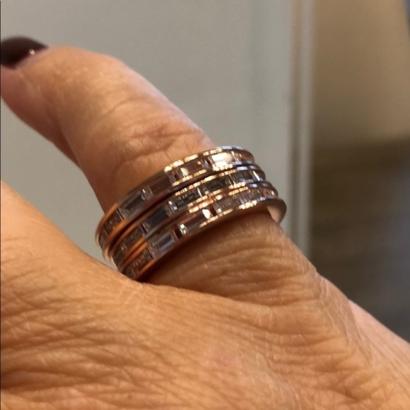 3 Channel Set Eternity Stackable CZ Ring Rose Gold - Picture 7 of 8